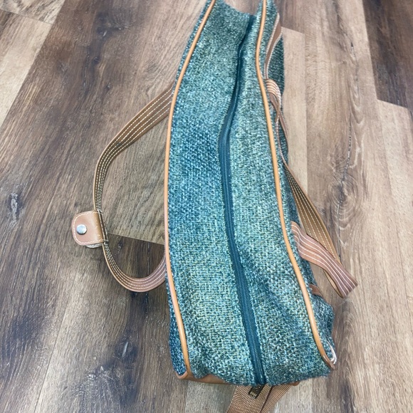 Oscar De La Renta Green Tweed Duffle Bag Luggage Suitcase Travel Bag - Picture 6 of 12